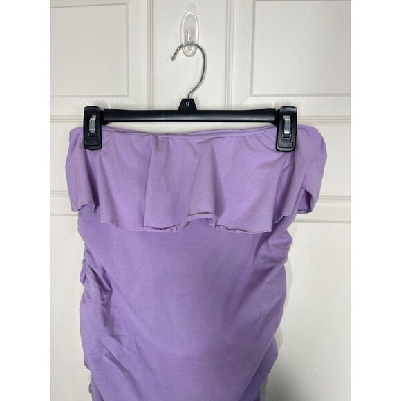 Victoria Secret Bra Top Purple Strapless Sundress Ruched Cotton Medium - Picture 2 of 6